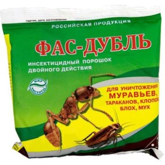 Порошок Фас-Дубль-2 (125 г.) (от тараканов, муравьев, клопов, блох,моли, личинок мух)*100 (2512411)